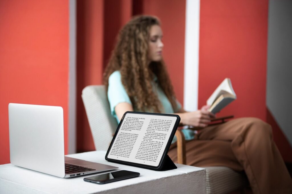woman reading book side view 23 2149887873